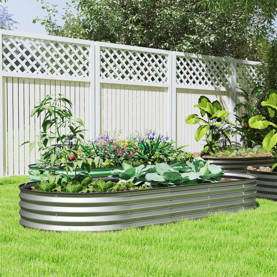 Image 988229_ALTMORE8.jpg, Product 988-229 / Price $59.99, Outsunny Raised Garden Bed, 7' x 3' x 1' Galvanized Planter Box, Silver from Outsunny on TSC.ca's Home & Garden department