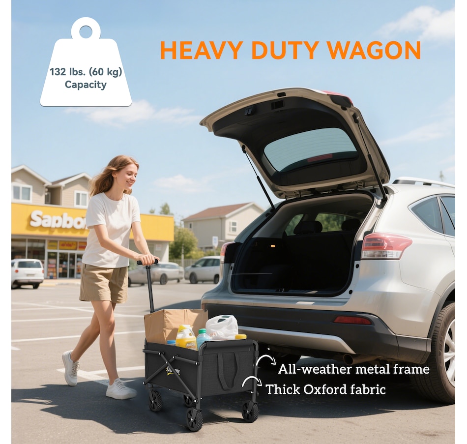 Image 988234_ALTMORE4.jpg, Product 988-234 / Price $54.99, Outsunny Small Collapsible Folding Wagon Cart, Utility Garden Cart, Black from Outsunny on TSC.ca's Health & Fitness department