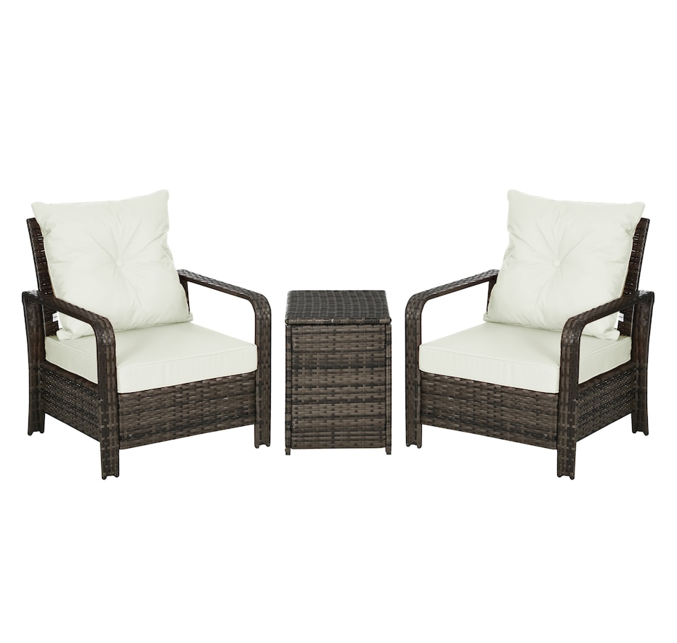 Image 988238.jpg, Product 988-238 / Price $269.99, Outsunny Patio Bistro Set PE Rattan Garden Sofa Set 3 Pieces Beige from Outsunny on TSC.ca's Home & Garden department