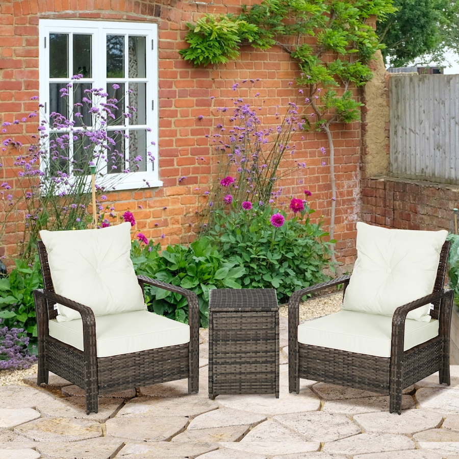 Image 988238_ALTMORE1.jpg, Product 988-238 / Price $324.99, Outsunny Patio Bistro Set PE Rattan Garden Sofa Set 3 Pieces Beige from Outsunny on TSC.ca's Home & Garden department