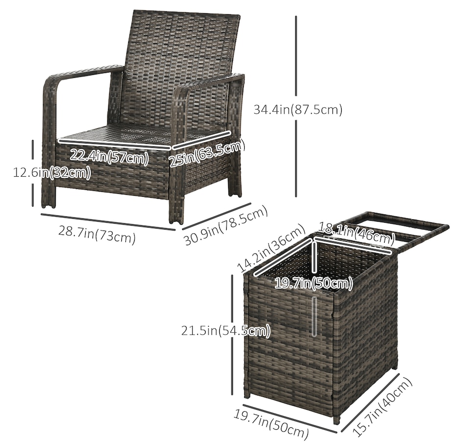 Image 988238_ALTMORE2.jpg, Product 988-238 / Price $269.99, Outsunny Patio Bistro Set PE Rattan Garden Sofa Set 3 Pieces Beige from Outsunny on TSC.ca's Home & Garden department
