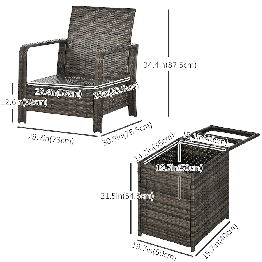 Image 988238_ALTMORE2.jpg, Product 988-238 / Price $324.99, Outsunny Patio Bistro Set PE Rattan Garden Sofa Set 3 Pieces Beige from Outsunny on TSC.ca's Home & Garden department