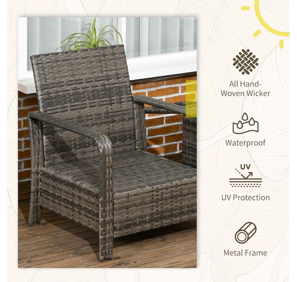 Image 988238_ALTMORE3.jpg, Product 988-238 / Price $269.99, Outsunny Patio Bistro Set PE Rattan Garden Sofa Set 3 Pieces Beige from Outsunny on TSC.ca's Home & Garden department