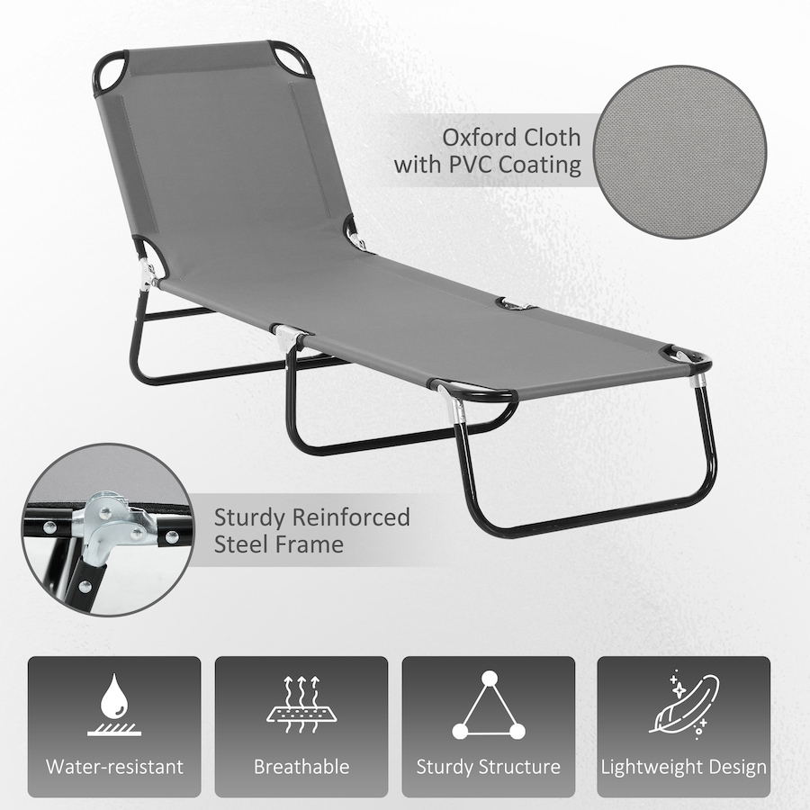 Image 988241_ALTMORE4.jpg, Product 988-241 / Price $72.99, Outsunny Folding Lounge Chair, 5 Position Sun Tanning Chair, Grey from Outsunny on TSC.ca's Home & Garden department