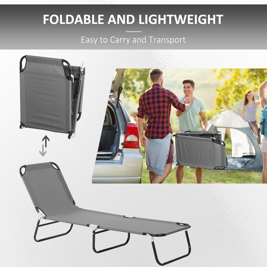 Image 988241_ALTMORE5.jpg, Product 988-241 / Price $72.99, Outsunny Folding Lounge Chair, 5 Position Sun Tanning Chair, Grey from Outsunny on TSC.ca's Home & Garden department