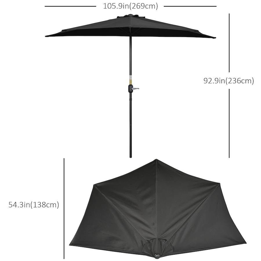 Image 988248_ALTMORE2.jpg, Product 988-248 / Price $59.99, Outsunny 9ft Half Round Umbrella, Outdoor Balcony Parasol, Black from Outsunny on TSC.ca's Home & Garden department