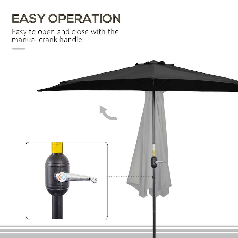 Image 988248_ALTMORE3.jpg, Product 988-248 / Price $59.99, Outsunny 9ft Half Round Umbrella, Outdoor Balcony Parasol, Black from Outsunny on TSC.ca's Home & Garden department