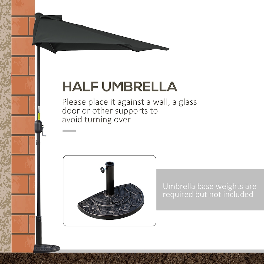 Image 988248_ALTMORE4.jpg, Product 988-248 / Price $59.99, Outsunny 9ft Half Round Umbrella, Outdoor Balcony Parasol, Black from Outsunny on TSC.ca's Home & Garden department