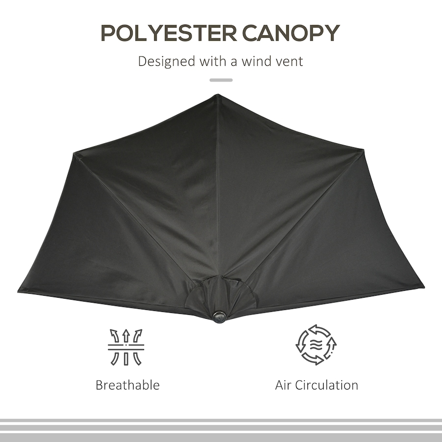 Image 988248_ALTMORE5.jpg, Product 988-248 / Price $59.99, Outsunny 9ft Half Round Umbrella, Outdoor Balcony Parasol, Black from Outsunny on TSC.ca's Home & Garden department