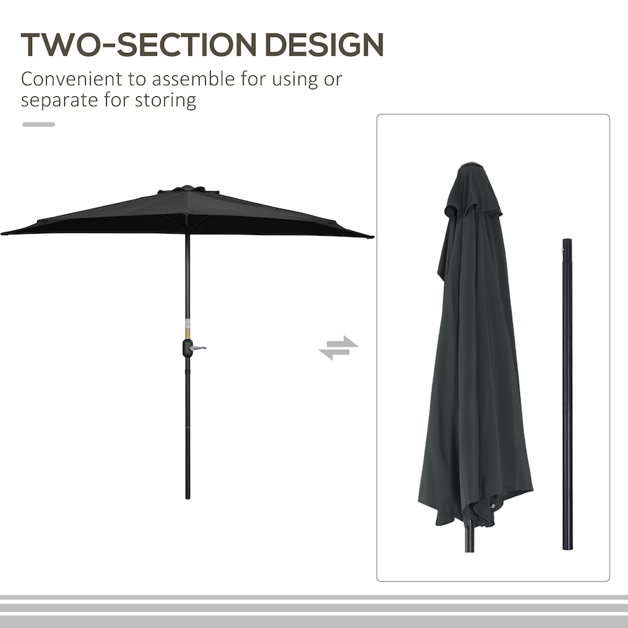 Image 988248_ALTMORE6.jpg, Product 988-248 / Price $59.99, Outsunny 9ft Half Round Umbrella, Outdoor Balcony Parasol, Black from Outsunny on TSC.ca's Home & Garden department
