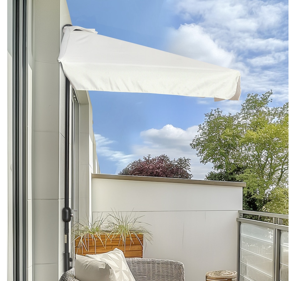 Image 988252_ALTMORE1.jpg, Product 988-252 / Price $69.99, Outsunny 7.5ft Half Umbrella Patio Parasol Sun Shade, Crank Handle, Cream from Outsunny on TSC.ca's Home & Garden department