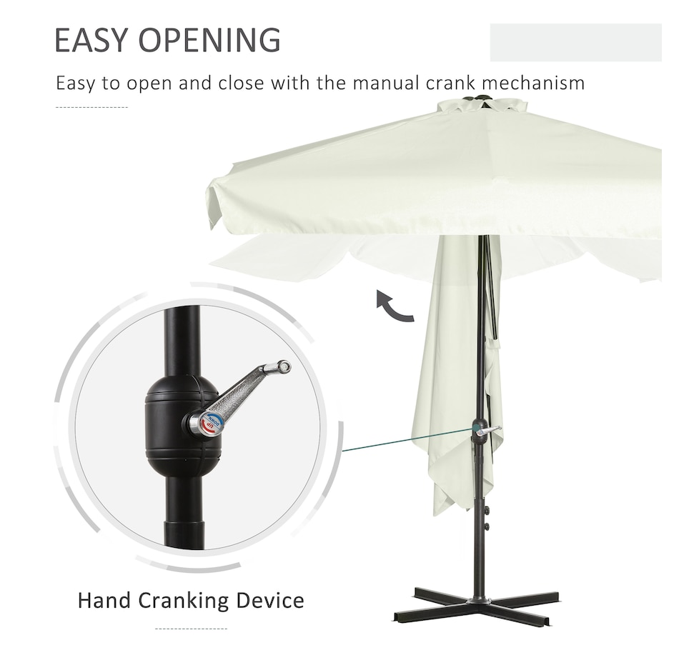 Image 988252_ALTMORE3.jpg, Product 988-252 / Price $69.99, Outsunny 7.5ft Half Umbrella Patio Parasol Sun Shade, Crank Handle, Cream from Outsunny on TSC.ca's Home & Garden department