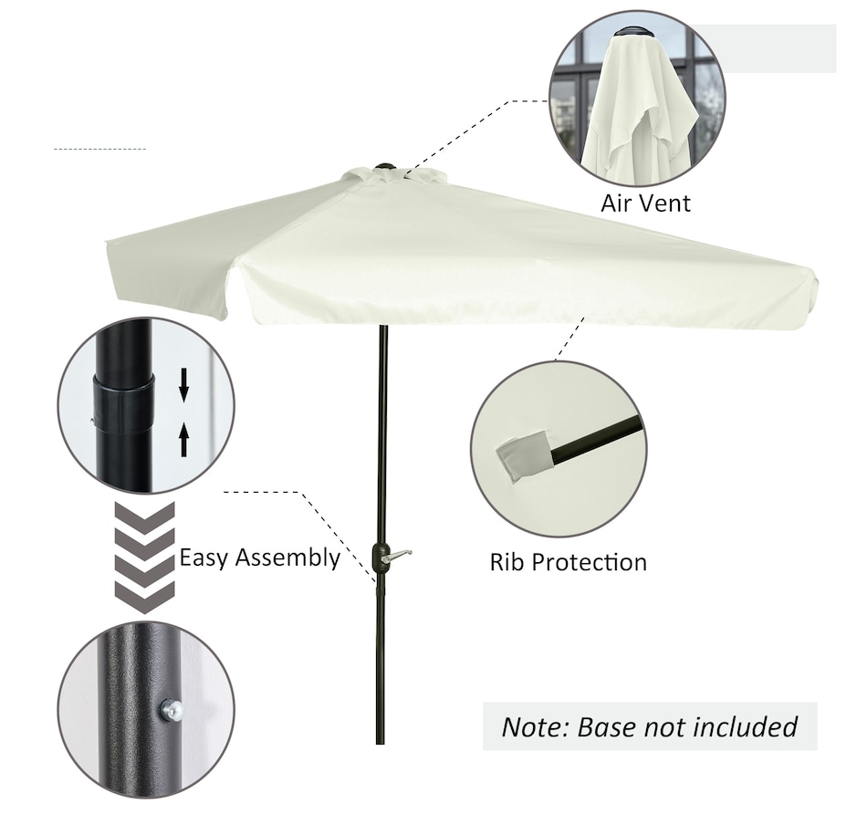 Image 988252_ALTMORE4.jpg, Product 988-252 / Price $69.99, Outsunny 7.5ft Half Umbrella Patio Parasol Sun Shade, Crank Handle, Cream from Outsunny on TSC.ca's Home & Garden department