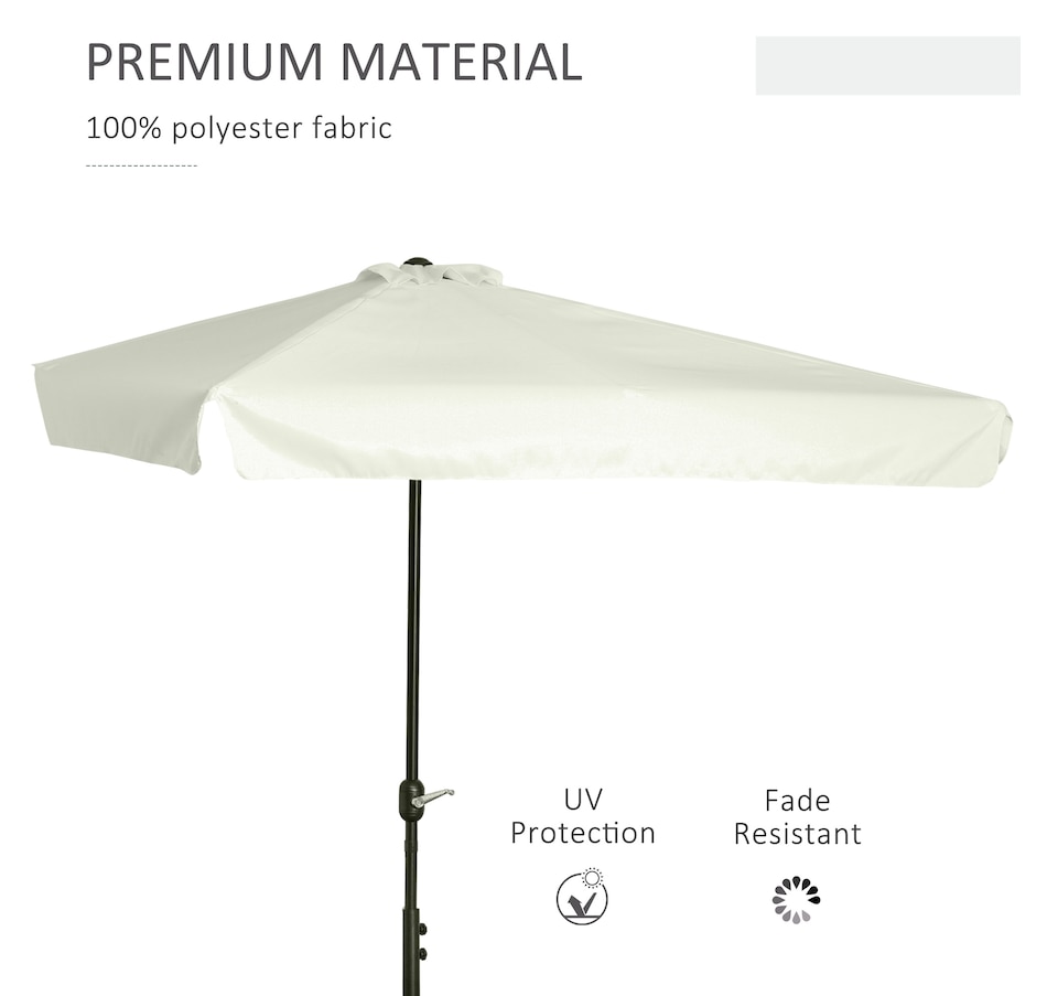 Image 988252_ALTMORE5.jpg, Product 988-252 / Price $69.99, Outsunny 7.5ft Half Umbrella Patio Parasol Sun Shade, Crank Handle, Cream from Outsunny on TSC.ca's Home & Garden department