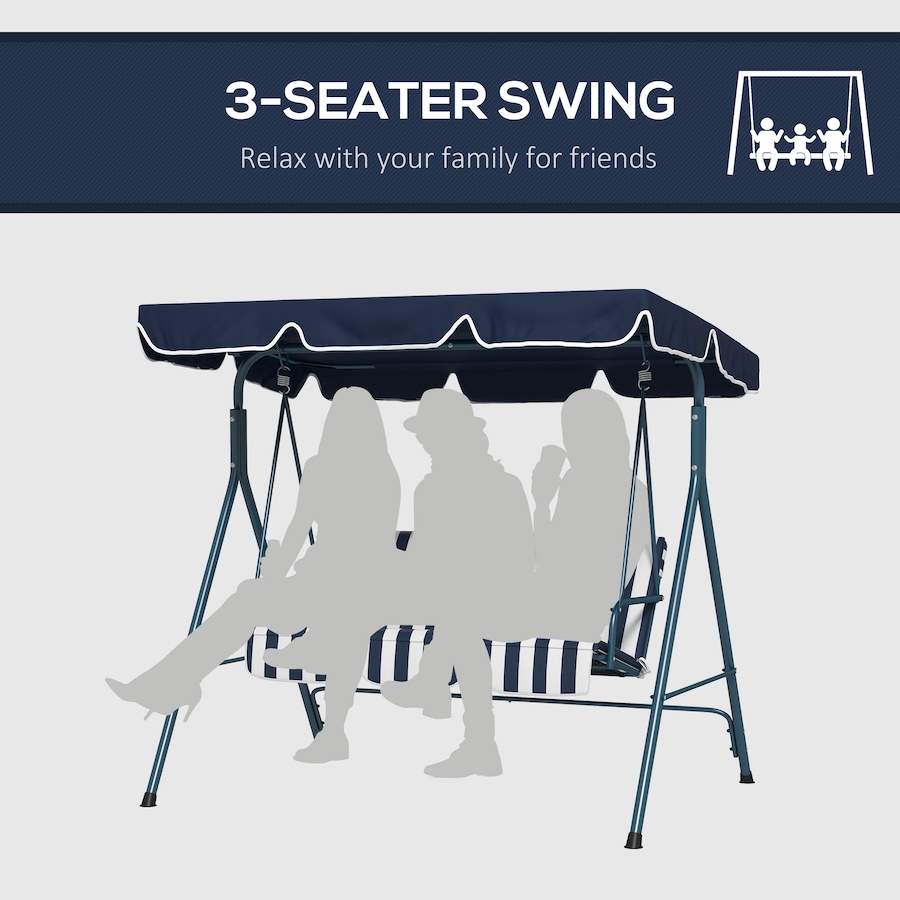 Image 988256_ALTMORE5.jpg, Product 988-256 / Price $149.99, Outsunny 3-Seat Patio Swing Chair with Adjustable Canopy Blue and White from Outsunny on TSC.ca's Home & Garden department