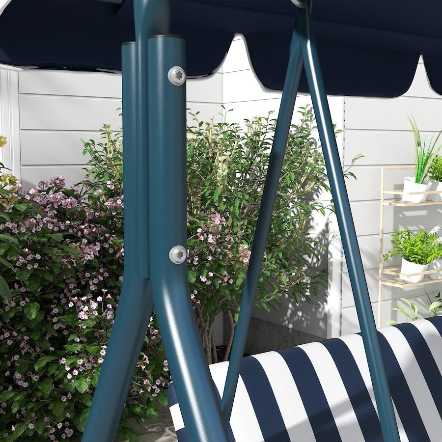 Image 988256_ALTMORE8.jpg, Product 988-256 / Price $149.99, Outsunny 3-Seat Patio Swing Chair with Adjustable Canopy Blue and White from Outsunny on TSC.ca's Home & Garden department
