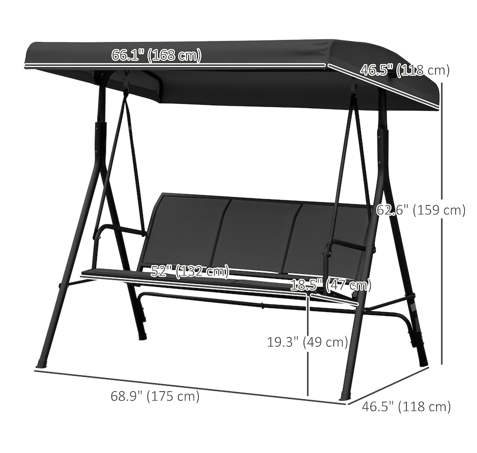 Image 988277_ALTMORE2.jpg, Product 988-277 / Price $184.99, Outsunny 3-seater Swing Chair Covered, Black from Outsunny on TSC.ca's Home & Garden department