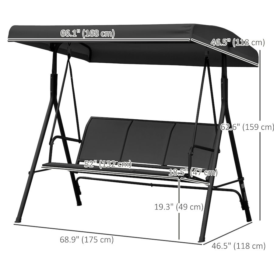 Image 988277_ALTMORE2.jpg, Product 988-277 / Price $219.99, Outsunny 3-seater Swing Chair Covered, Black from Outsunny on TSC.ca's Home & Garden department