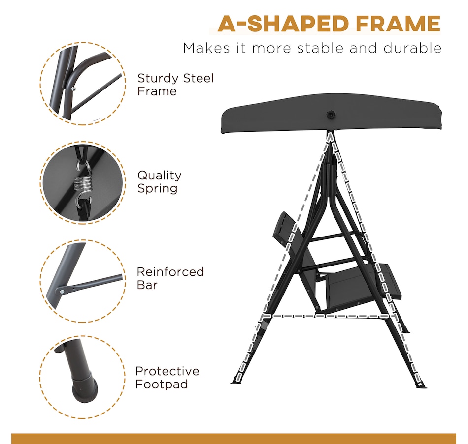 Image 988277_ALTMORE3.jpg, Product 988-277 / Price $184.99, Outsunny 3-seater Swing Chair Covered, Black from Outsunny on TSC.ca's Home & Garden department