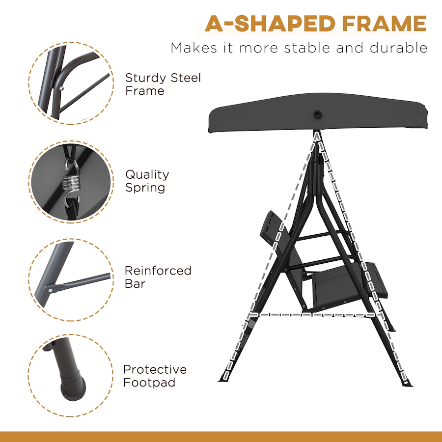 Image 988277_ALTMORE3.jpg, Product 988-277 / Price $219.99, Outsunny 3-seater Swing Chair Covered, Black from Outsunny on TSC.ca's Home & Garden department