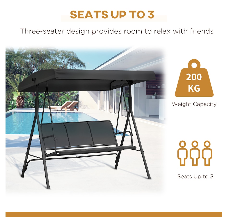 Image 988277_ALTMORE5.jpg, Product 988-277 / Price $184.99, Outsunny 3-seater Swing Chair Covered, Black from Outsunny on TSC.ca's Home & Garden department
