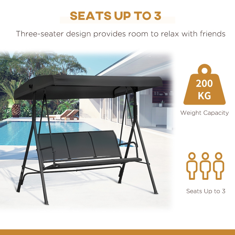 Image 988277_ALTMORE5.jpg, Product 988-277 / Price $219.99, Outsunny 3-seater Swing Chair Covered, Black from Outsunny on TSC.ca's Home & Garden department