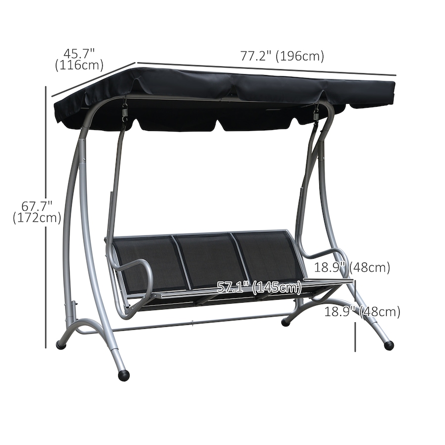 Image 988278_ALTMORE2.jpg, Product 988-278 / Price $249.00, Outsunny 3 Person Patio Swing Bench Seats with Adjustable Canopy from Outsunny on TSC.ca's Home & Garden department