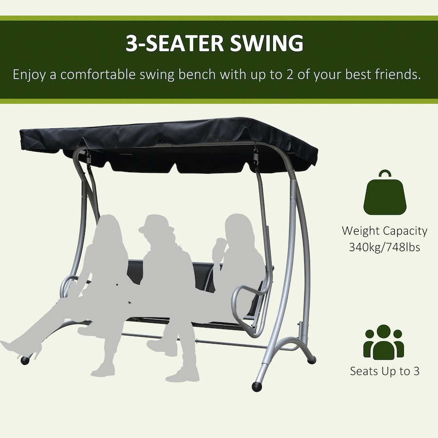 Image 988278_ALTMORE6.jpg, Product 988-278 / Price $249.00, Outsunny 3 Person Patio Swing Bench Seats with Adjustable Canopy from Outsunny on TSC.ca's Home & Garden department