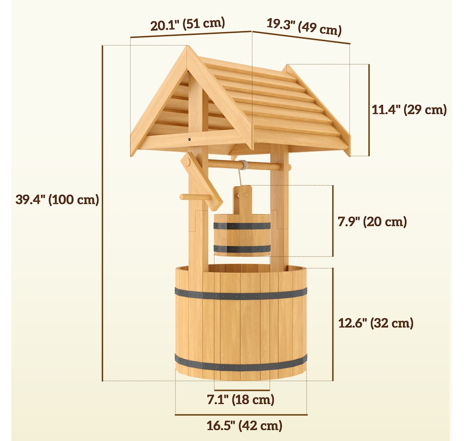Image 988282_ALTMORE2.jpg, Product 988-282 / Price $109.99, Outsunny Wishing Well Outdoor Wooden Planter with Hanging Bucket, Orange from Outsunny on TSC.ca's Home & Garden department