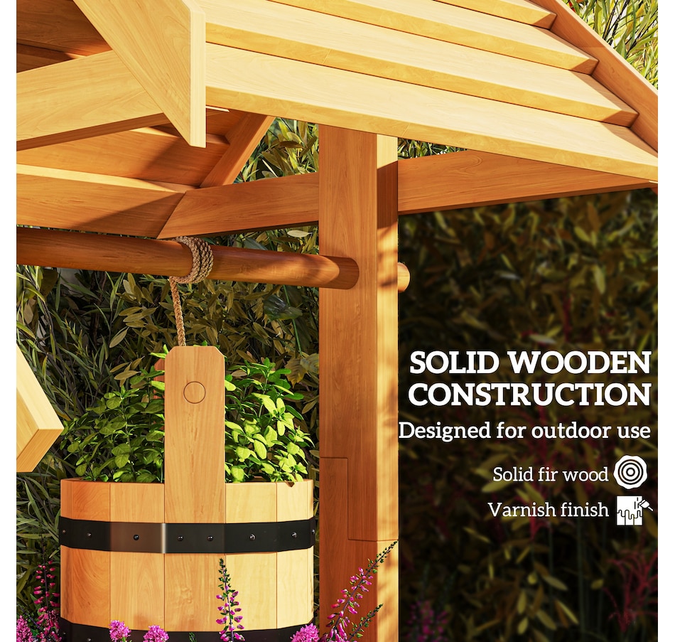 Image 988282_ALTMORE5.jpg, Product 988-282 / Price $109.99, Outsunny Wishing Well Outdoor Wooden Planter with Hanging Bucket, Orange from Outsunny on TSC.ca's Home & Garden department