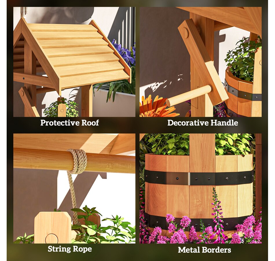 Image 988282_ALTMORE6.jpg, Product 988-282 / Price $109.99, Outsunny Wishing Well Outdoor Wooden Planter with Hanging Bucket, Orange from Outsunny on TSC.ca's Home & Garden department