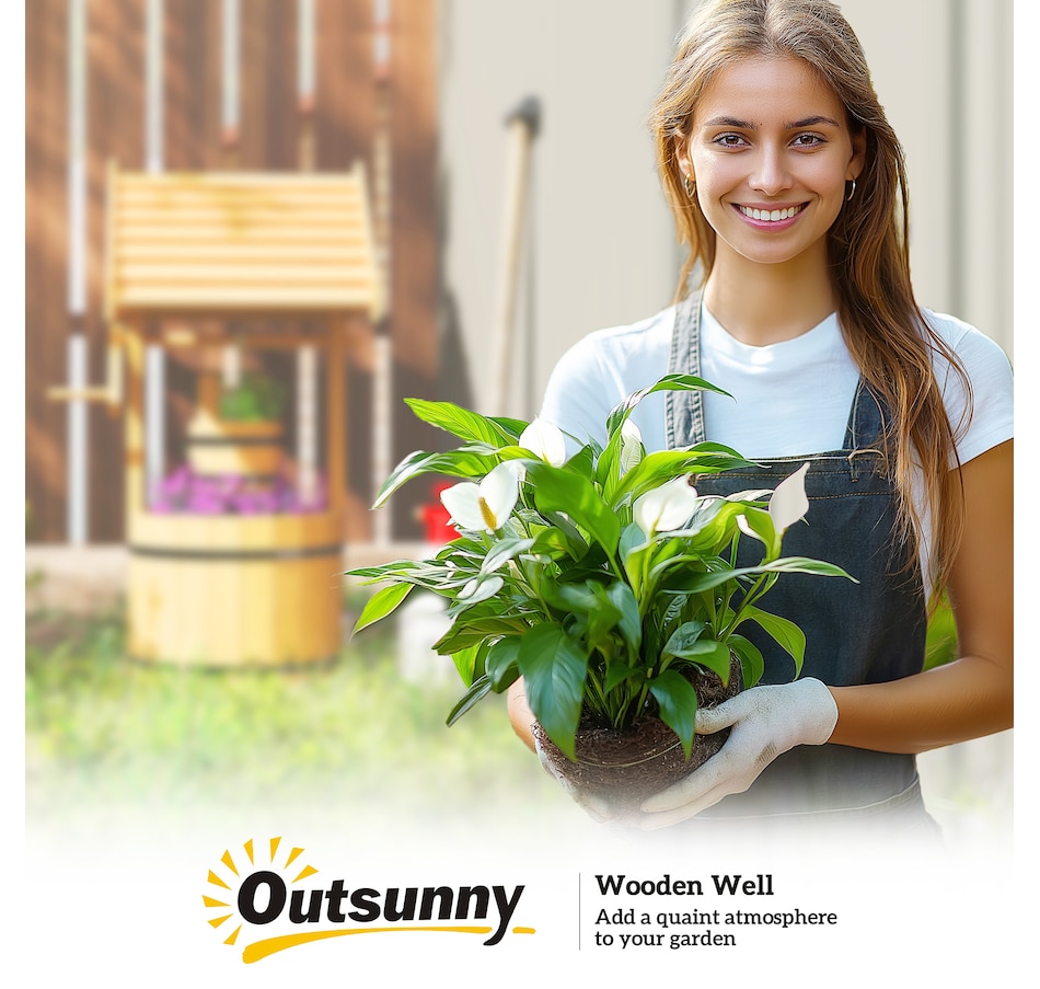 Image 988282_ALTMORE8.jpg, Product 988-282 / Price $109.99, Outsunny Wishing Well Outdoor Wooden Planter with Hanging Bucket, Orange from Outsunny on TSC.ca's Home & Garden department