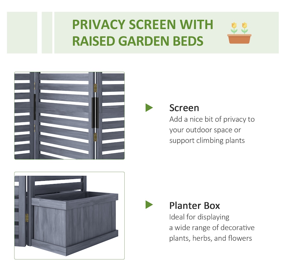 Image 988283_ALTMORE3.jpg, Product 988-283 / Price $215.10, Outsunny Outdoor Privacy Screen with 4 Raised Beds and Drainage Holes from Outsunny on TSC.ca's Home & Garden department