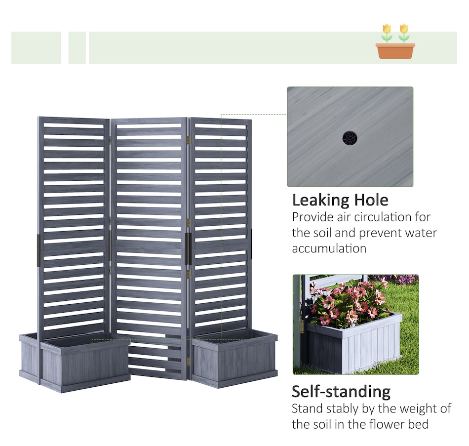 Image 988283_ALTMORE5.jpg, Product 988-283 / Price $215.10, Outsunny Outdoor Privacy Screen with 4 Raised Beds and Drainage Holes from Outsunny on TSC.ca's Home & Garden department