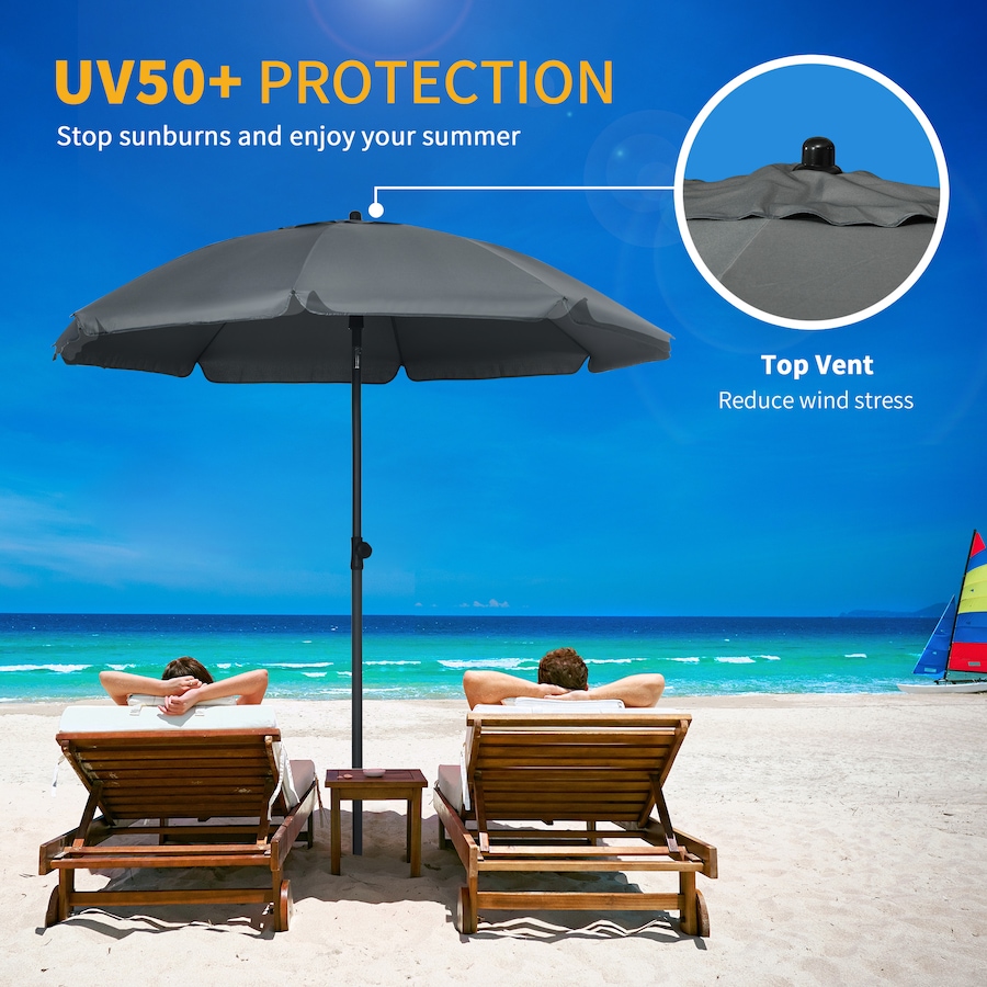 Image 988291_ALTMORE3.jpg, Product 988-291 / Price $49.99, Outsunny 6ft Outdoor Beach Umbrella w/ Tiltable UV50+ Canopy, Dark Grey from Outsunny on TSC.ca's Home & Garden department