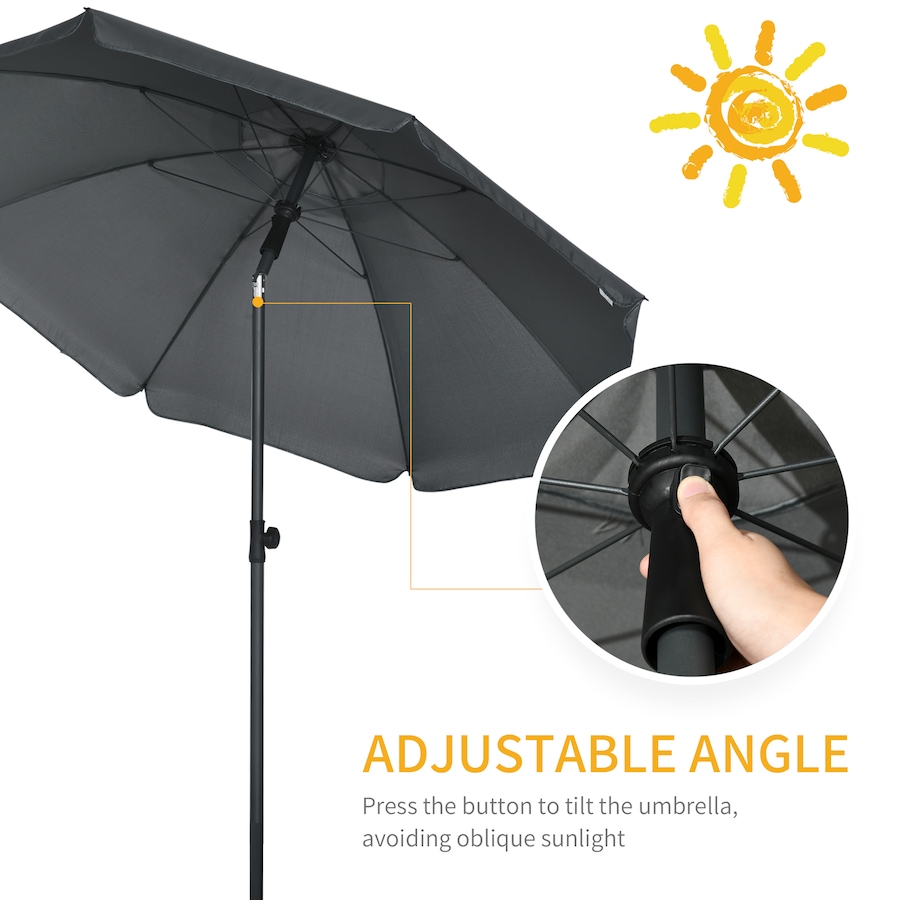 Image 988291_ALTMORE4.jpg, Product 988-291 / Price $49.99, Outsunny 6ft Outdoor Beach Umbrella w/ Tiltable UV50+ Canopy, Dark Grey from Outsunny on TSC.ca's Home & Garden department