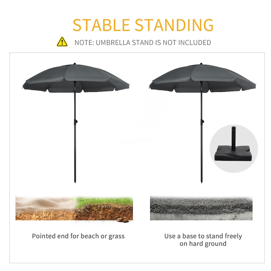 Image 988291_ALTMORE6.jpg, Product 988-291 / Price $49.99, Outsunny 6ft Outdoor Beach Umbrella w/ Tiltable UV50+ Canopy, Dark Grey from Outsunny on TSC.ca's Home & Garden department