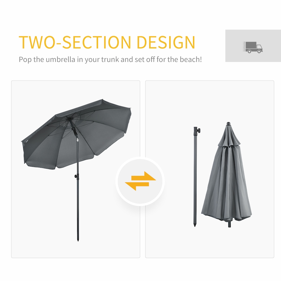 Image 988291_ALTMORE7.jpg, Product 988-291 / Price $49.99, Outsunny 6ft Outdoor Beach Umbrella w/ Tiltable UV50+ Canopy, Dark Grey from Outsunny on TSC.ca's Home & Garden department