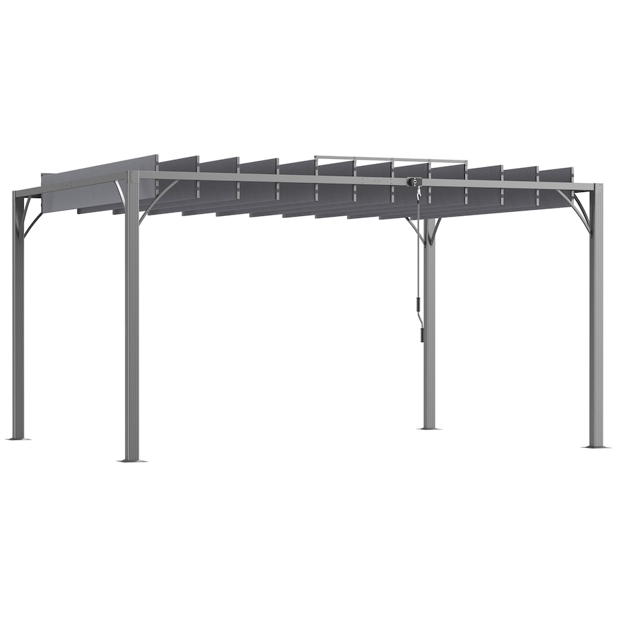 Image 988297.jpg, Product 988-297 / Price $579.99, Outsunny 12.8' x 9.7' Outdoor Louvered Pergola with Retractable Roof, Grey from Outsunny on TSC.ca's Home & Garden department