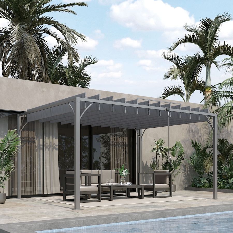 Image 988297_ALTMORE1.jpg, Product 988-297 / Price $579.99, Outsunny 12.8' x 9.7' Outdoor Louvered Pergola with Retractable Roof, Grey from Outsunny on TSC.ca's Home & Garden department