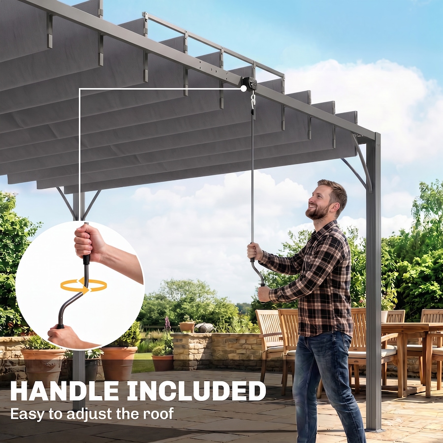 Image 988297_ALTMORE13.jpg, Product 988-297 / Price $579.99, Outsunny 12.8' x 9.7' Outdoor Louvered Pergola with Retractable Roof, Grey from Outsunny on TSC.ca's Home & Garden department