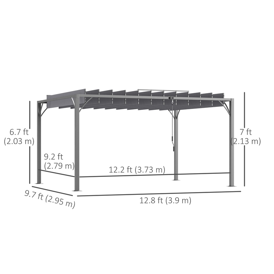 Image 988297_ALTMORE2.jpg, Product 988-297 / Price $579.99, Outsunny 12.8' x 9.7' Outdoor Louvered Pergola with Retractable Roof, Grey from Outsunny on TSC.ca's Home & Garden department