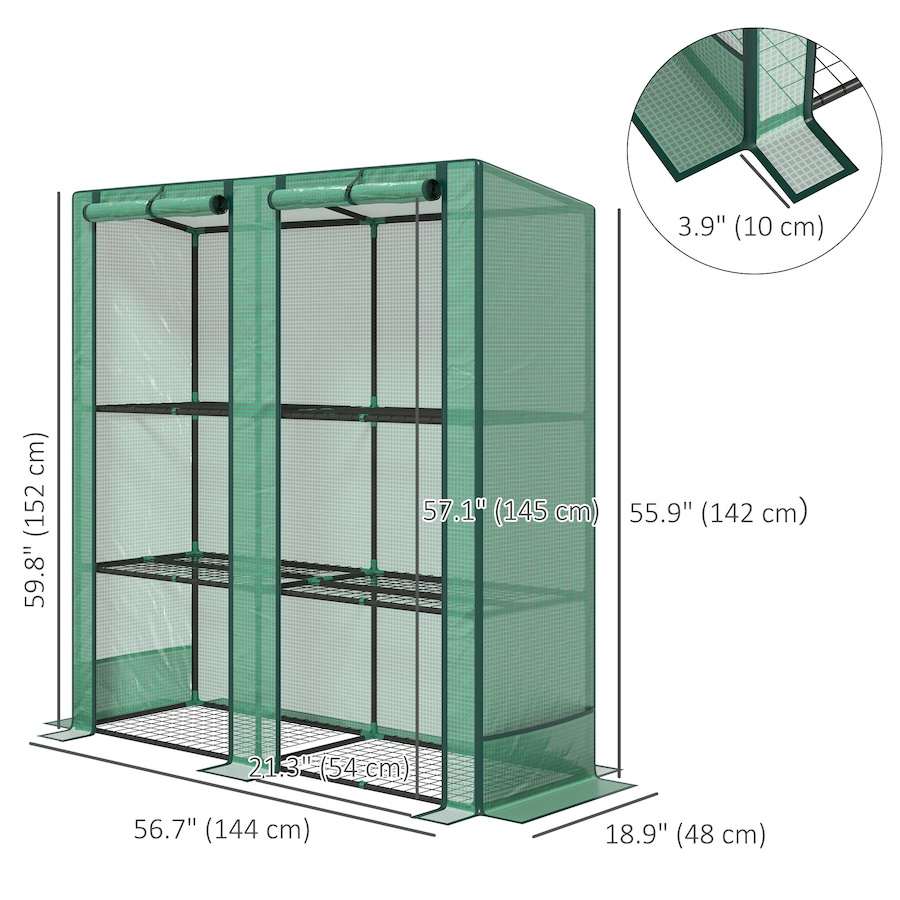Image 988301_ALTMORE2.jpg, Product 988-301 / Price $64.99, Outsunny Lean-to Mini Greenhouse with 3 Tier Shelves, Roll-Up Doors, Green from Outsunny on TSC.ca's Home & Garden department