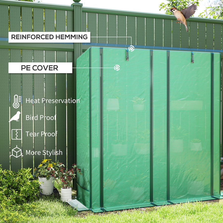 Image 988301_ALTMORE3.jpg, Product 988-301 / Price $64.99, Outsunny Lean-to Mini Greenhouse with 3 Tier Shelves, Roll-Up Doors, Green from Outsunny on TSC.ca's Home & Garden department