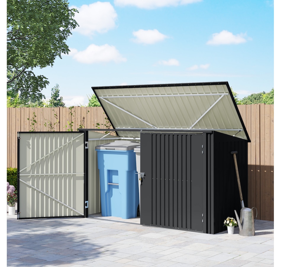 Image 988303_ALTMORE1.jpg, Product 988-303 / Price $469.99, Outsunny 7.6 x 3.4ft Garbage Bin Shed with Lockable Doors and Openable Lid from Outsunny on TSC.ca's Home & Garden department