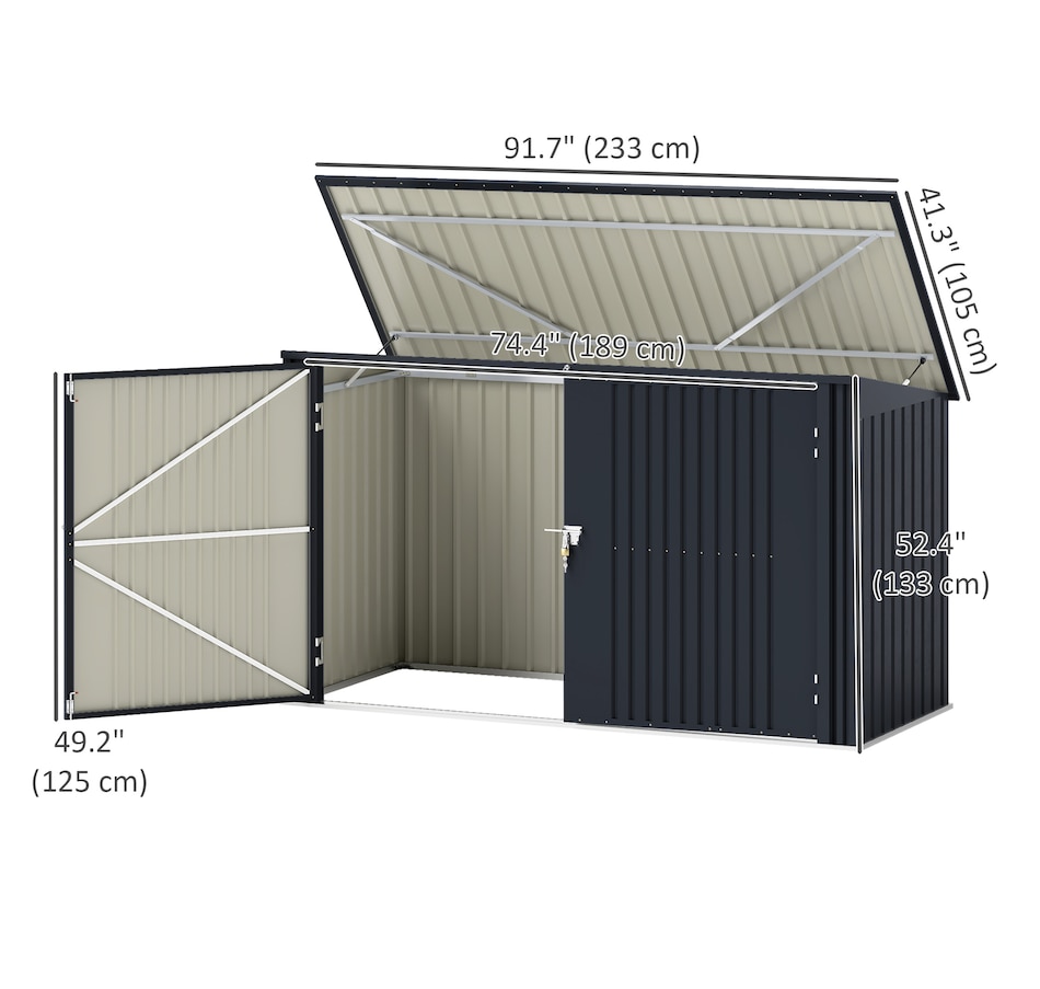 Image 988303_ALTMORE2.jpg, Product 988-303 / Price $469.99, Outsunny 7.6 x 3.4ft Garbage Bin Shed with Lockable Doors and Openable Lid from Outsunny on TSC.ca's Home & Garden department