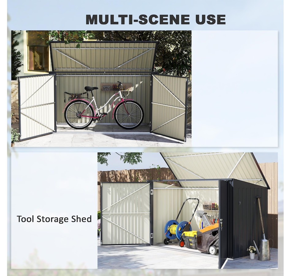 Image 988303_ALTMORE3.jpg, Product 988-303 / Price $469.99, Outsunny 7.6 x 3.4ft Garbage Bin Shed with Lockable Doors and Openable Lid from Outsunny on TSC.ca's Home & Garden department
