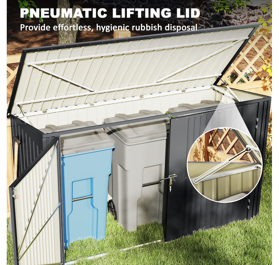 Image 988303_ALTMORE4.jpg, Product 988-303 / Price $469.99, Outsunny 7.6 x 3.4ft Garbage Bin Shed with Lockable Doors and Openable Lid from Outsunny on TSC.ca's Home & Garden department