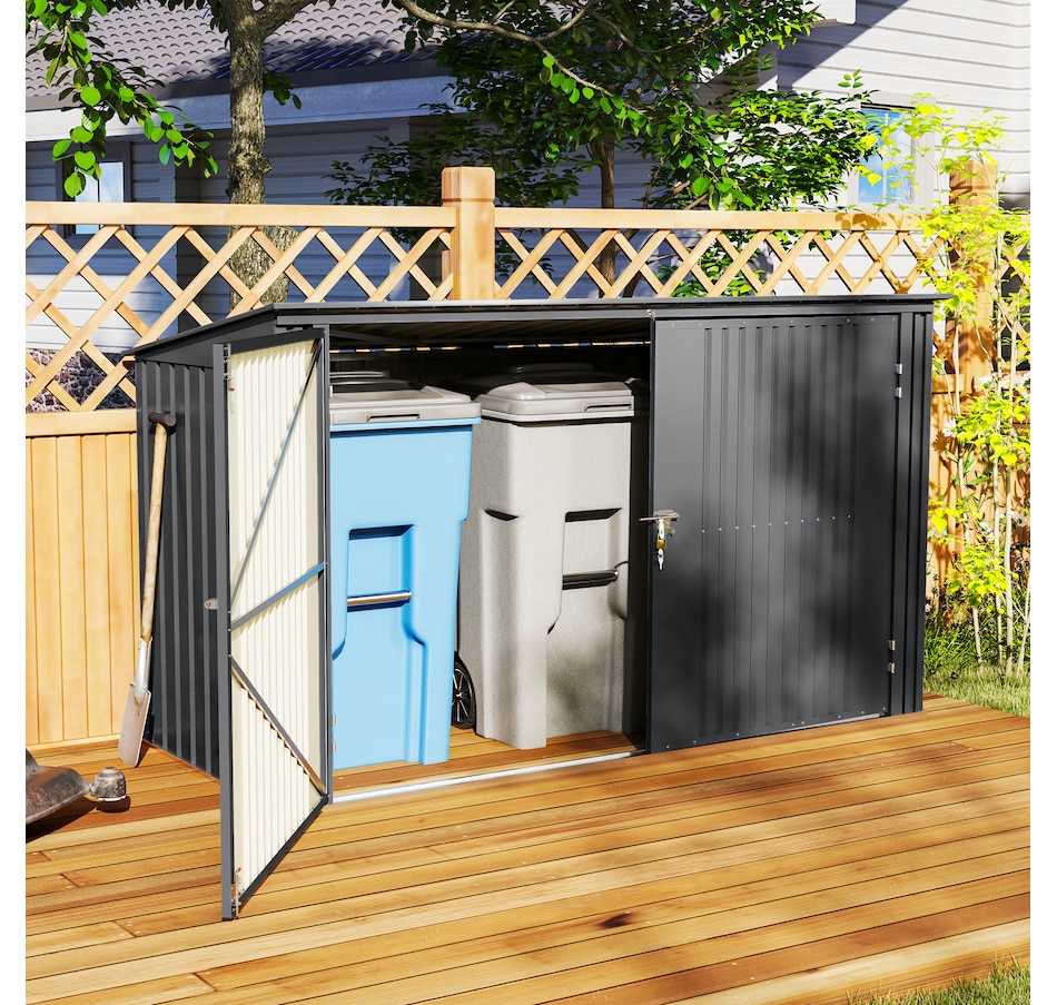 Image 988303_ALTMORE7.jpg, Product 988-303 / Price $469.99, Outsunny 7.6 x 3.4ft Garbage Bin Shed with Lockable Doors and Openable Lid from Outsunny on TSC.ca's Home & Garden department