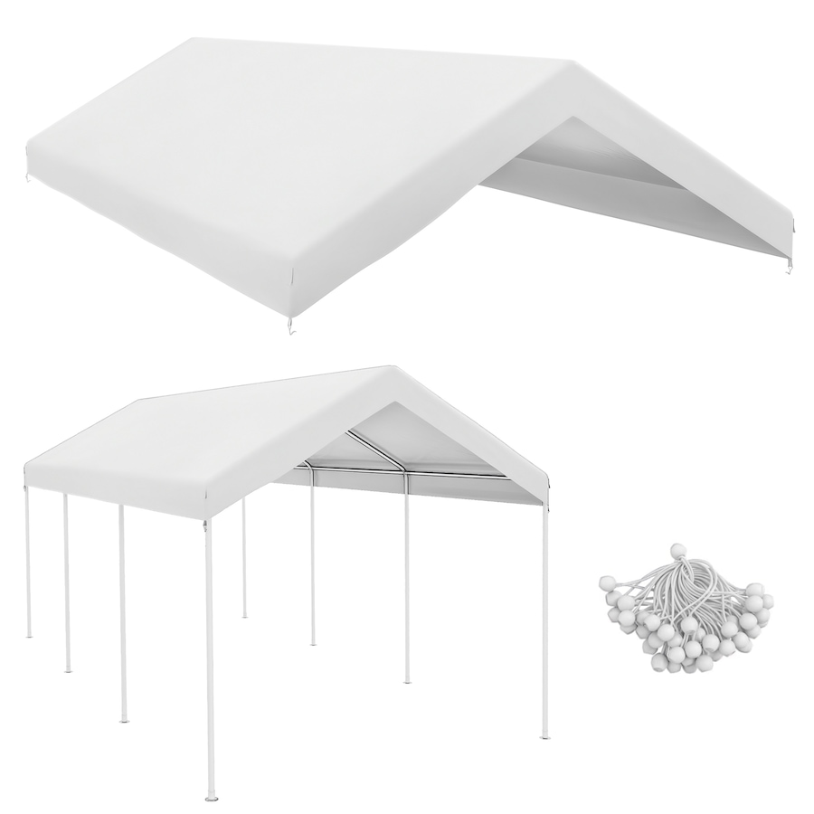 Image 988305.jpg, Product 988-305 / Price $89.99, Outsunny 10 x 20 Carport Canopy Replacement Cover with Bungee Cords, White from Outsunny on TSC.ca's Home & Garden department